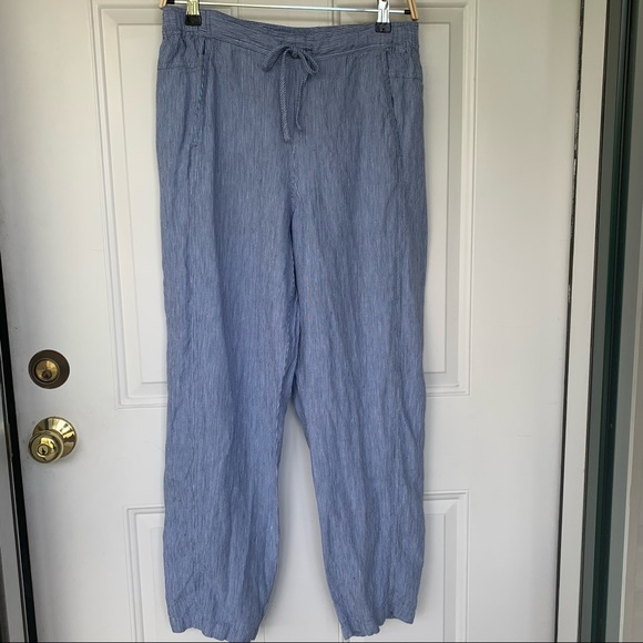 Orvis Pants - •Orvis• Shoreline Linen Blue/White Stripe Pants-Sm